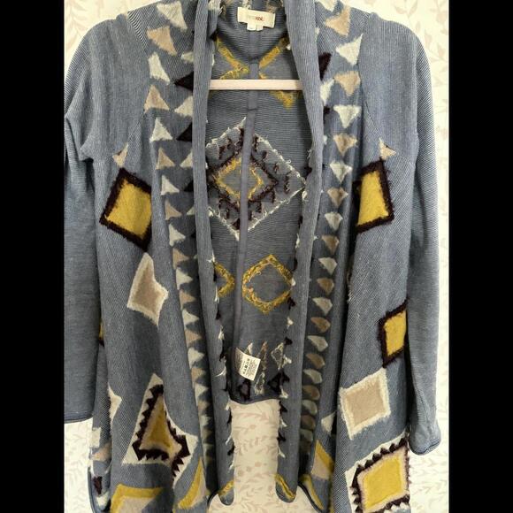 FALL CLEARANCE EUC Anthropologie Geo Pattern Wool Cardigan - Fiets Voor 2 - Picture 3 of 6